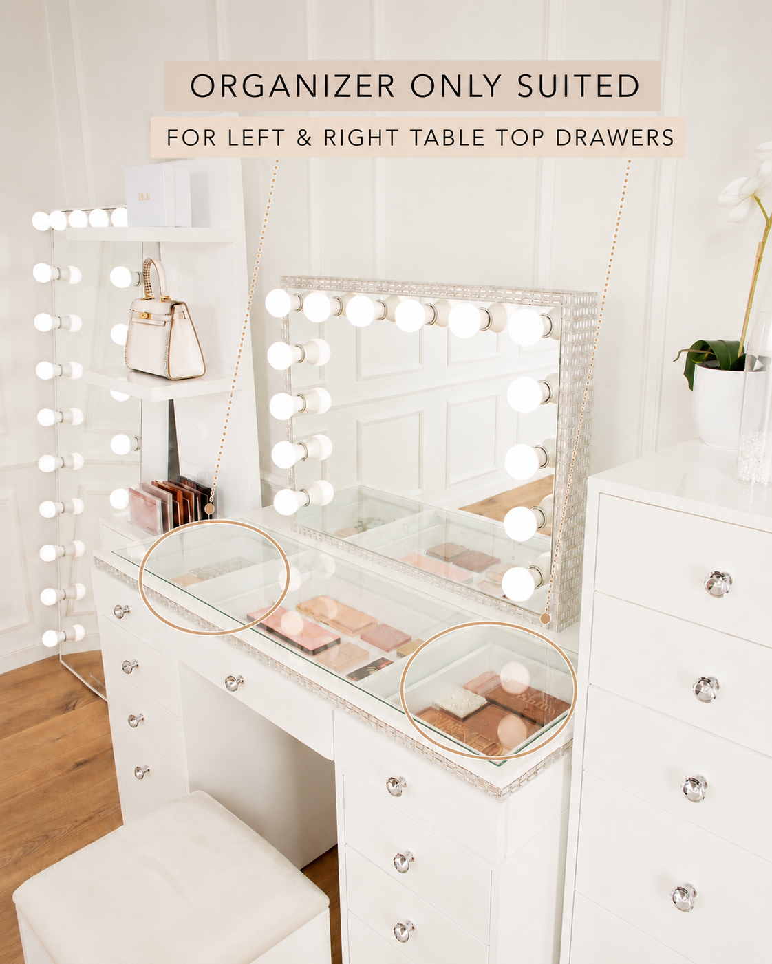 Drawer organizer table top 'left/right' - vanity station classic series