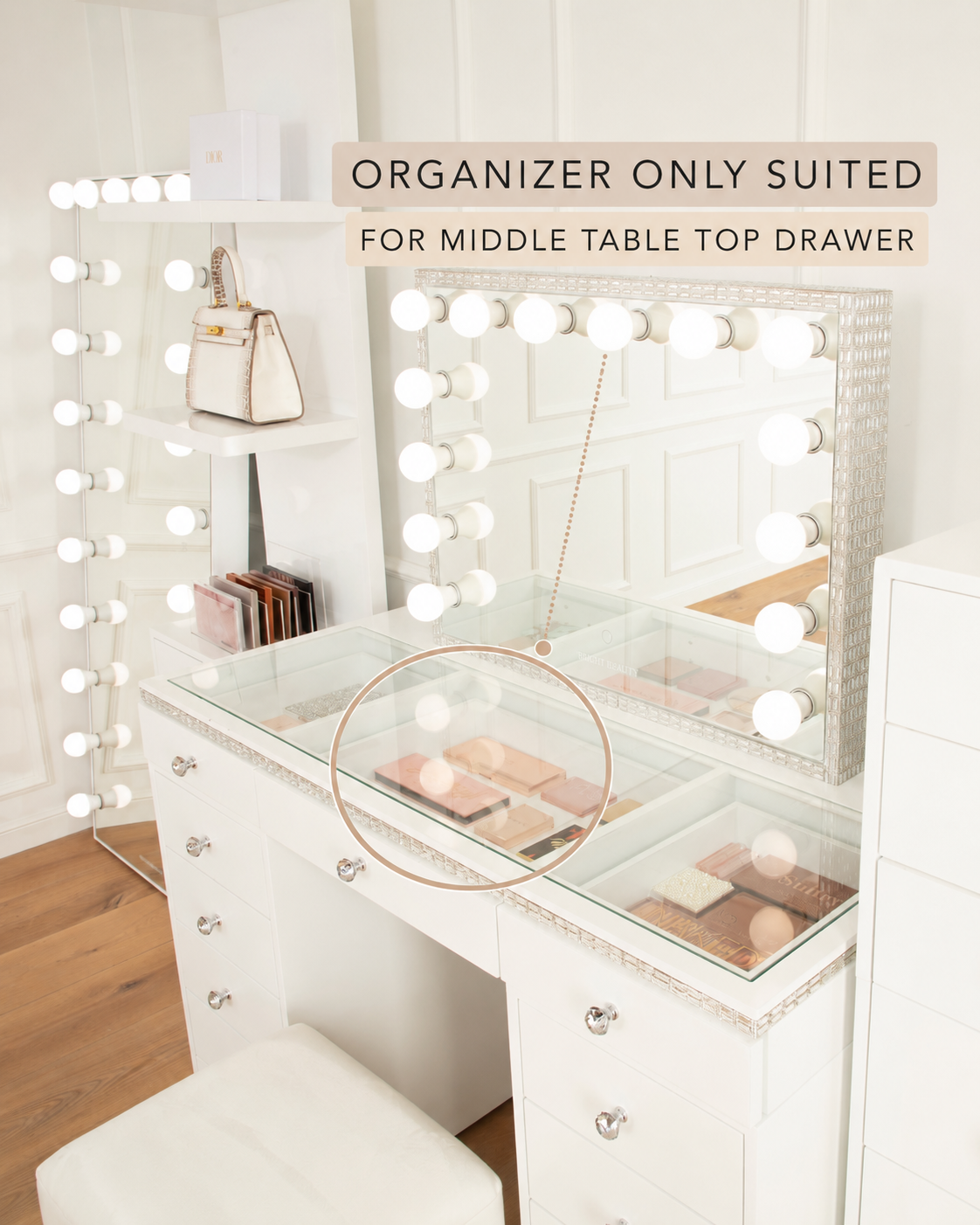 Drawer organizer table top 'middle' - vanity station classic series